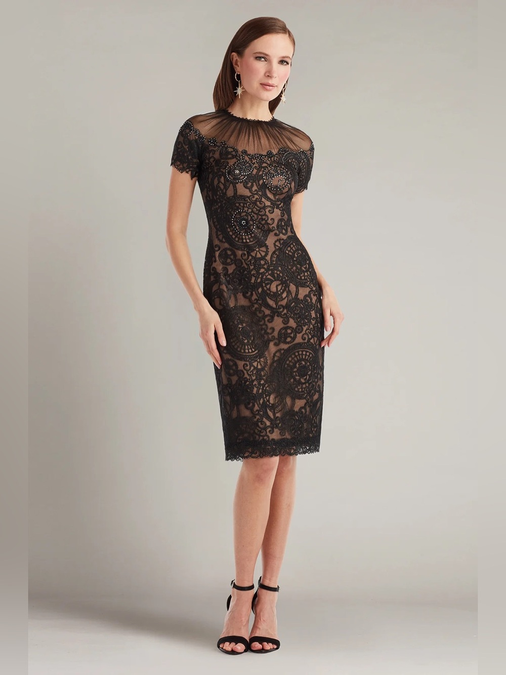 Tadashi Shoji CIT25657MB Short Lace Cocktail Dress NWT $956 size 14